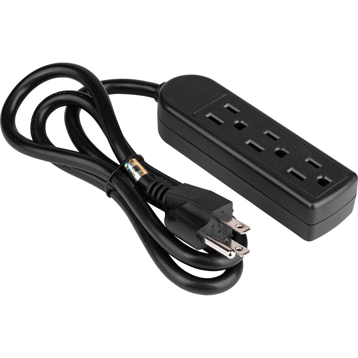 Parts Express 3 Outlet Strip with 3 ft. Cord UL Black
